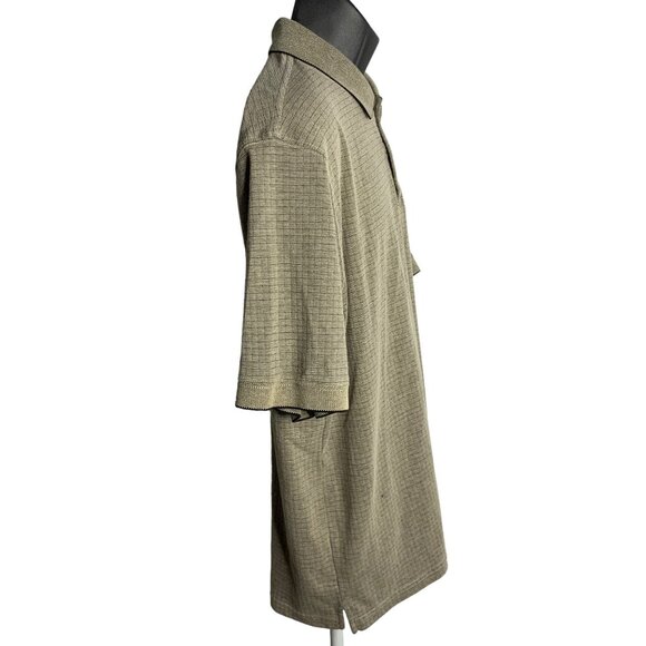 David Taylor Short Sleeve Polo Shirt L Black Tan Check Two Button Collar Golf - Picture 5 of 6